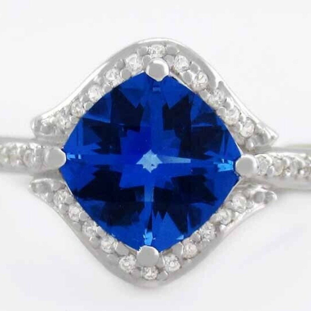 Genuine 2.68 Cts Blue Royal & White Sapphire Ring 925 Silver - Nwt